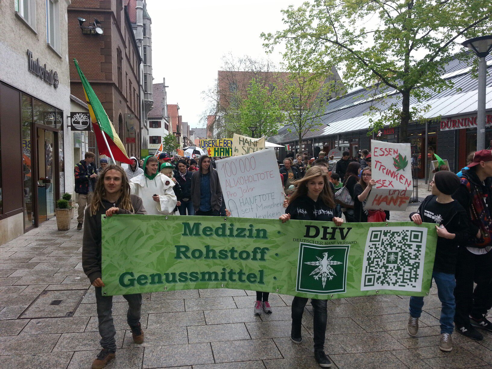 Unser Logo auf dem Banner des Global Marijuana March Ulm, Foto Gina Bambina Wü