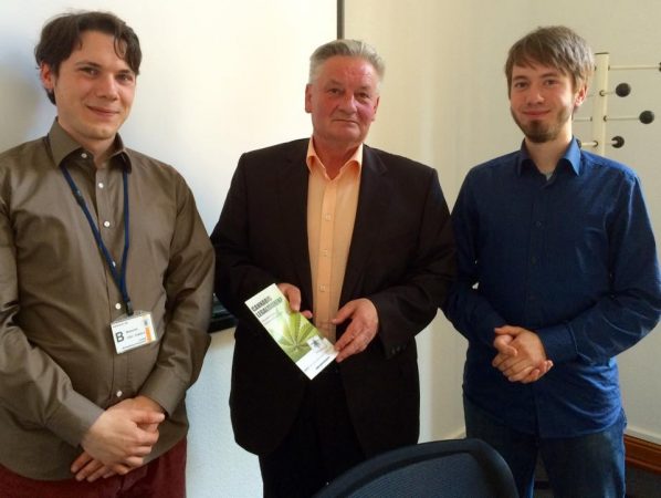 von links: Florian Rister (DHV), Bernd Schubert (CDU), Jakob Gericke (Hanfbündnis Rostock)