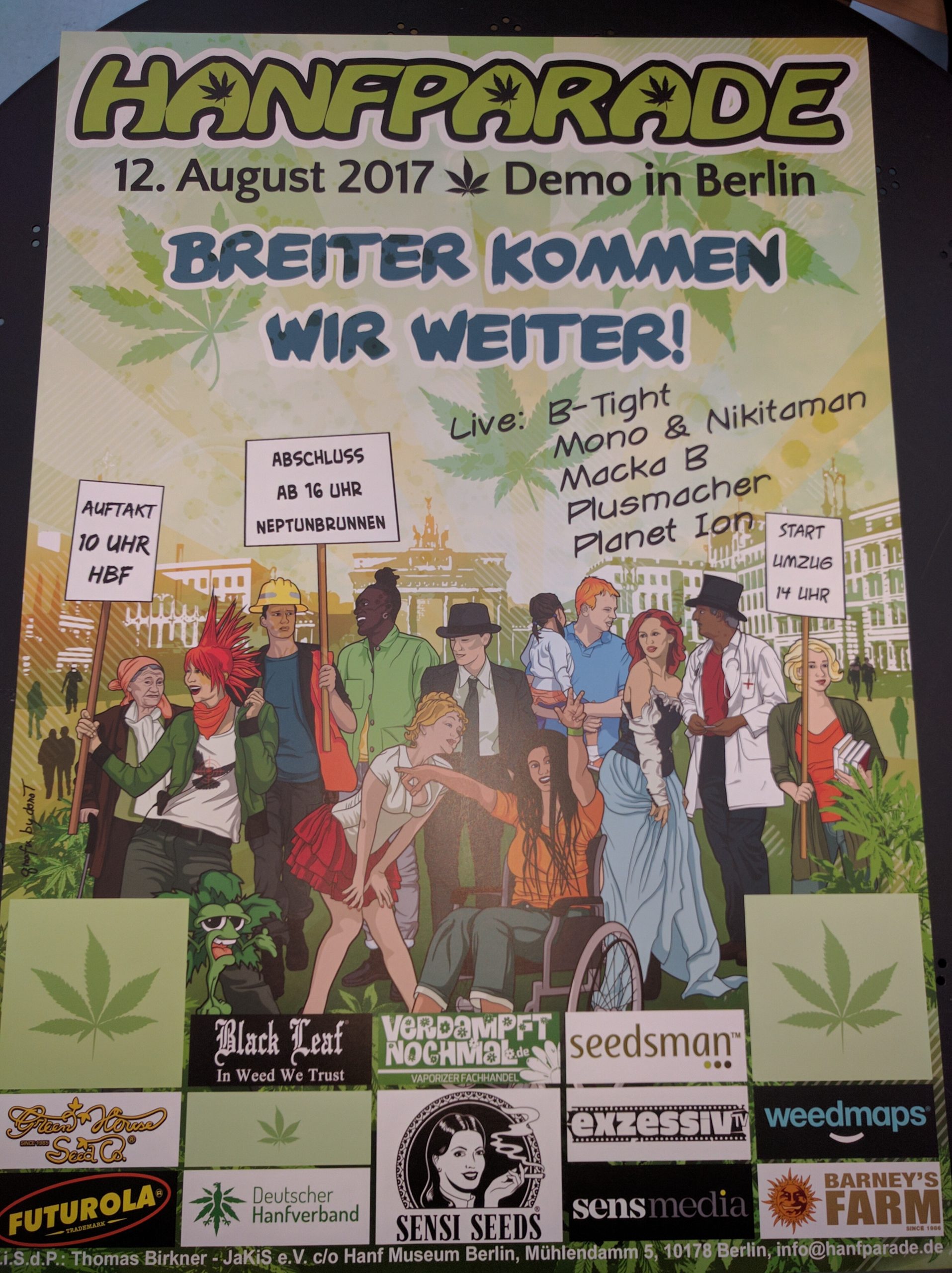 Hanfparade 2017: Poster, Flyer und Aufkleber GRATIS im DHV-Webshop