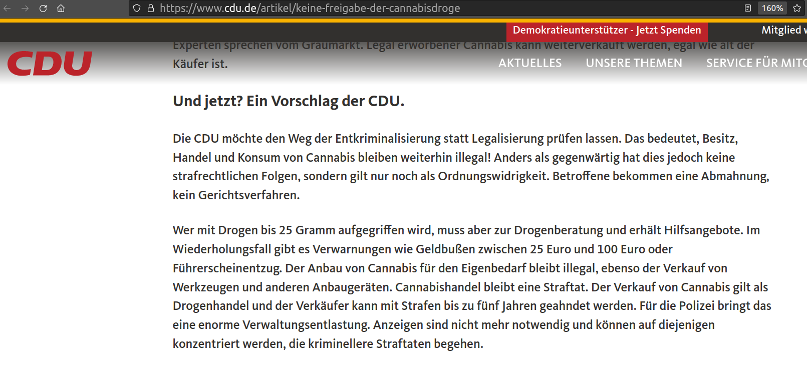 CDU für Entkriminalisierung?