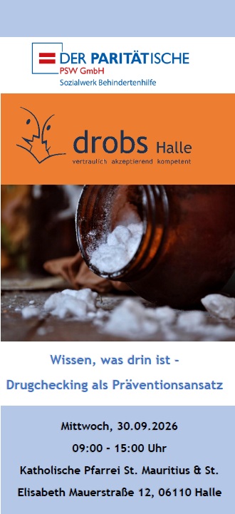 Halle: Fachtag 2026 "Wissen, was drin ist – Drugchecking als Präventionsansatz"