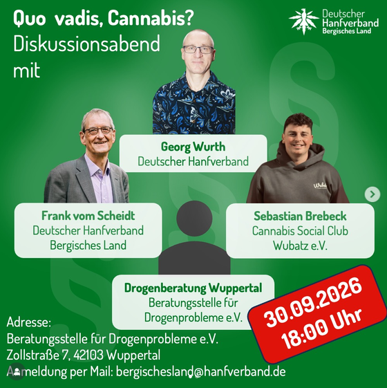 Wuppertal: Quo vadis, Cannabis? – Podiumsdiskussion